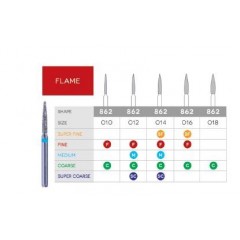 3D Dental Flame Diamond Bur, Medium, 862-012M 10/Pk